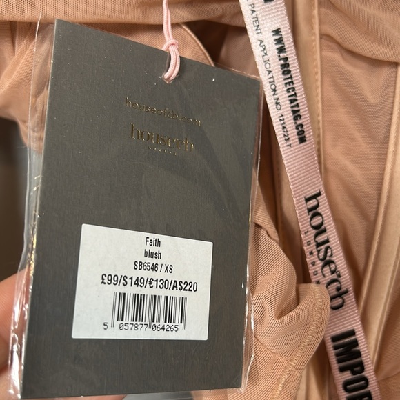 House of CB Faith Blush Feather Corset Bodysuit Off Shoulder Mesh Top size XS - Picture 11 of 15